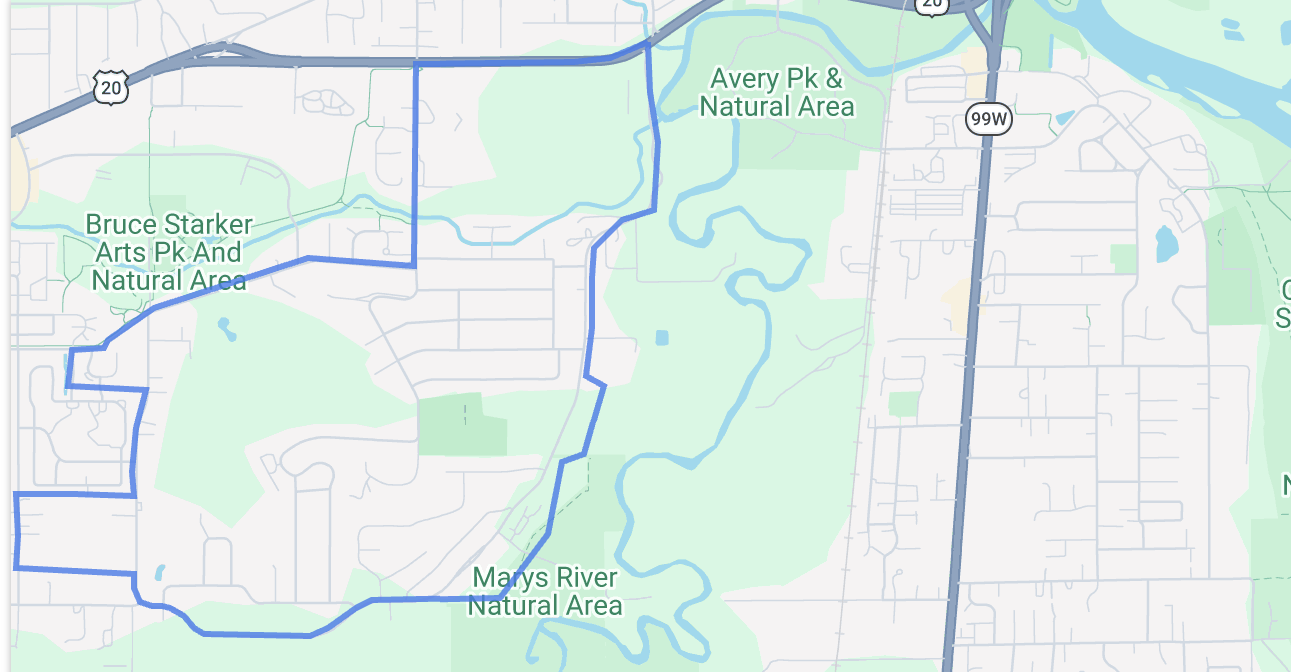 Zillow-style reference map for South Corvallis